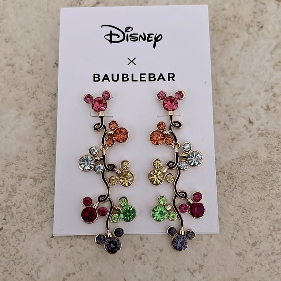 Disney x BAUBLEBAR Mickey Mouse Rhinestone Colorful Earrings New - Picture 1 of 6